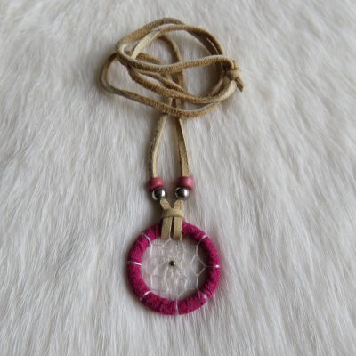 Mini dromenvanger ketting roze