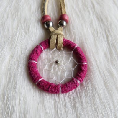 Mini dromenvanger ketting roze