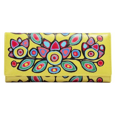 Portemonnee met klep en print van Norval Morrisseau – Floral on Yellow