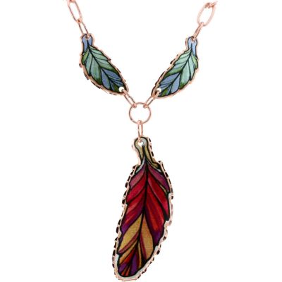 Copper Colorful Feather Necklace Lynn Bean design