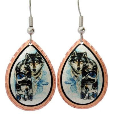 Northwest Native Wolf Totem Earrings